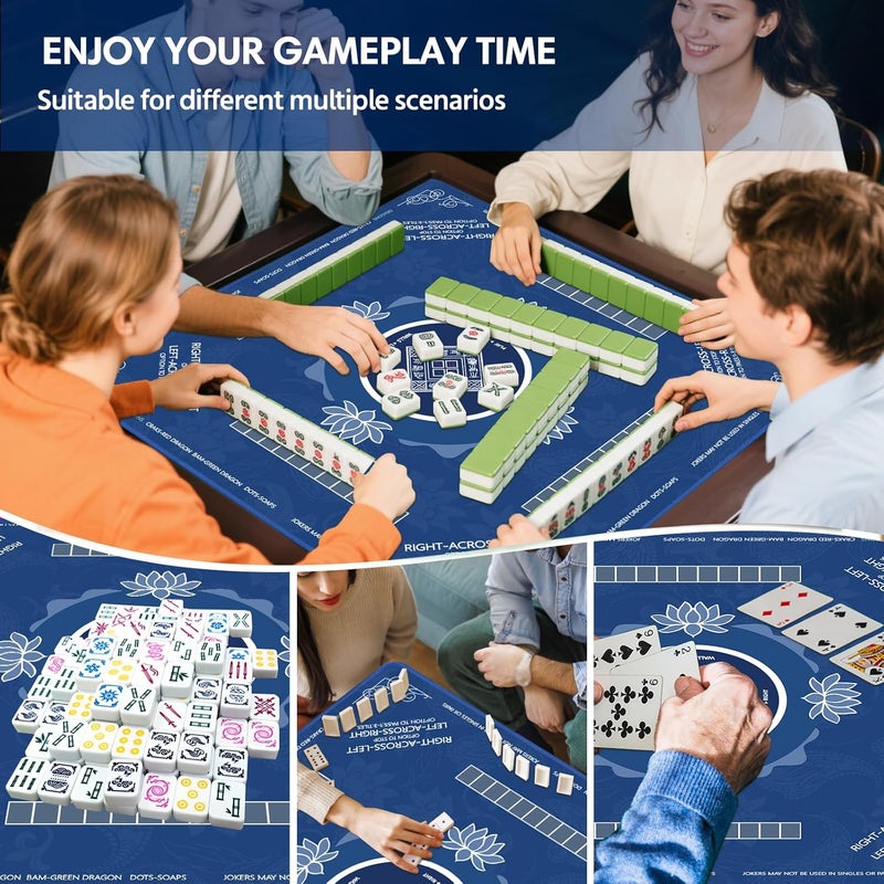 Sweetone Mahjong Mat, Mahjong Mat for Table with Bag, 31.5" x 31.5" Rubber Anti Slip and Noise Reduction Board Gaming Mat for Mah Jongg, Poker, Board Tile Games, Dominoes - Image 5